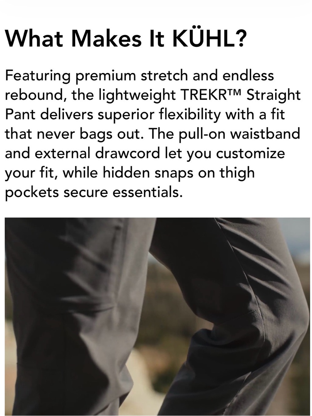 Kuhl Freeflex Move L Short Drawstring Trekr Straight Cargo Pants - Charcoal - Picture 5 of 9
